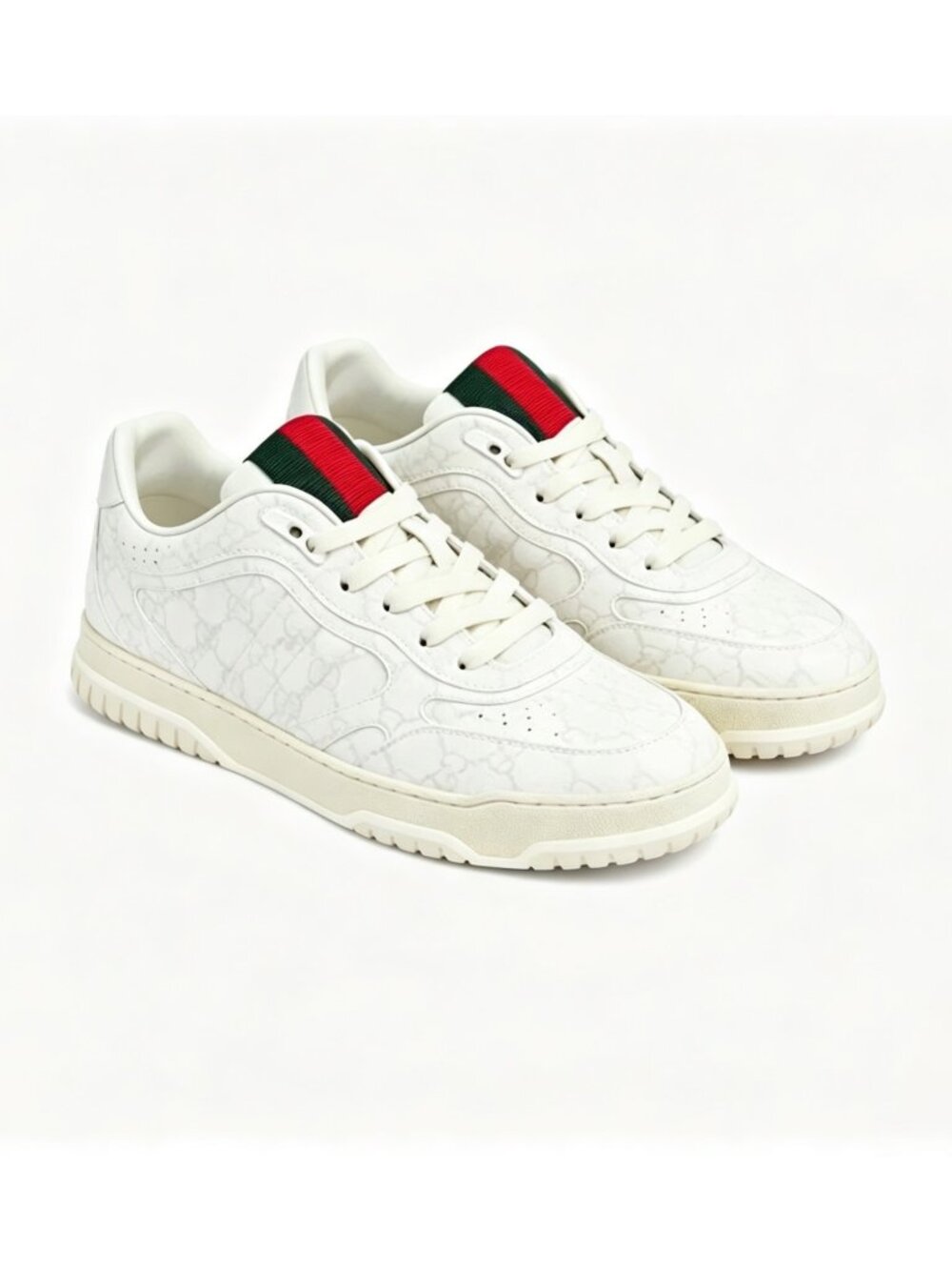 Gucci Men's GG Supreme Re-Web Sneakers Off White Red Green UK9.5 816665